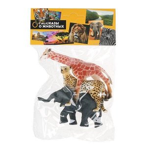 B1358377-R Игрушка пластизоль животные африки 3шт (жираф, гепард, слоненок) в пак. Играем вместе в кор.2*180наб