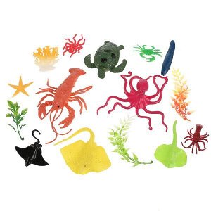 B1084600-R Игрушка пластизоль подводный мир (11 животных + 4 водоросли) в пак. Играем вместе в кор.2*72шт
