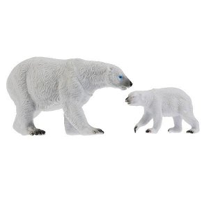 KK128A2-WB Игрушка пластизоль Животные Мамы и малыши (белая медведица и медвежонок) Играем вместе в кор.4*12шт