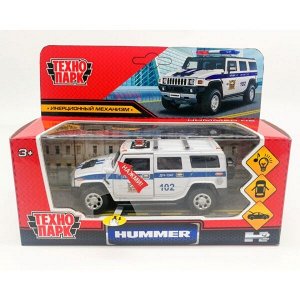 HUM2-12SLPOL-WH Машина металл свет-звук HUMMER "hummer h2 полиция" 12см, инерц., белый в кор. Технопарк в кор.2*36шт