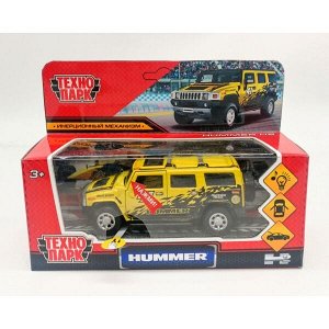 HUM2-12SLSRT-YE Машина металл свет-звук "hummer h2 спорт" 12см, инерц., желтый в кор. Технопарк в кор.2*36шт