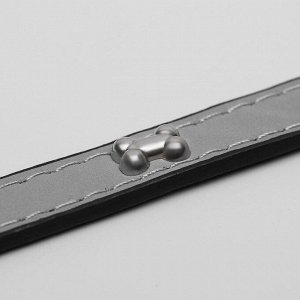 Ошейник со светоотражающей полосой и косточками, чёрный, 37 х 1,3 см