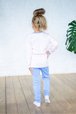 Пижама Материал: Интерлок. Состав: 100% хлопок. Цвет: Нежно-розовый+Голубой.