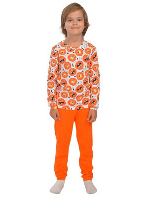 Пижама Материал: Интерлок. Состав: 100% хлопок. Цвет: Набивка+Оранж.