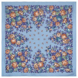 Платок из шерстяной разреженной ткани, с подрубкой 'Цветы для души', вид 13, 115х115 см