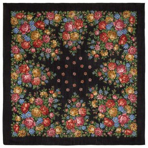 Платок из шерстяной разреженной ткани, с подрубкой 'Цветы для души', вид 18, 115х115 см
