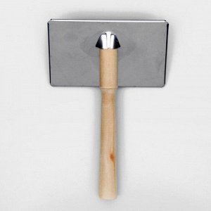 Пуходерка Wood большая широкая с каплями, 12x19 см, длинная деревянная ручка