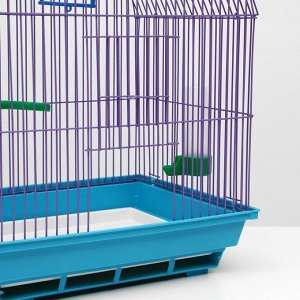Клетка для птиц большая, полукруглая, комплект, 35 х 28 х 45 см, синий/фиолетовый