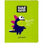 Дневник 1-11 кл. 48л. (твердый) &quot;Little monster. Green&quot;, иск.кожа, ПВХ-аппликация тон. блок, ляссе
