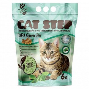 Наполнитель для кошачьих туалетов Cat Step Tofu Green Tea 6L, растительный комкующийся