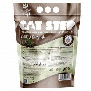 Наполнитель комкующийся растительный CAT STEP Wood Original, 5 л