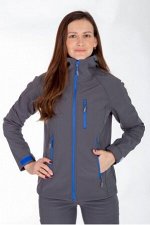 М-43 Куртка - ветровка женская &quot;СОФТШЕЛЛ&quot; (серый/василек)
