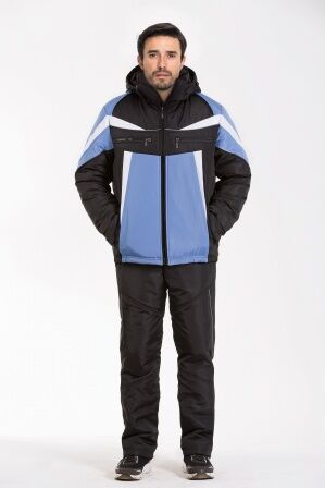 Зимний мужской костюм М-301 (черный-голубой)