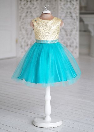 ALOLIKA Нарядное платье с контрастной юбкой из однотонной ткани, цвет изумрудный