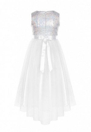Платье из креп-сатина, комбинированное, цвет белый