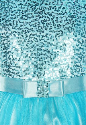 Платье из креп-сатина, комбинированное, цвет бирюзовый