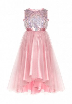Платье из креп-сатина, комбинированное, цвет розовый