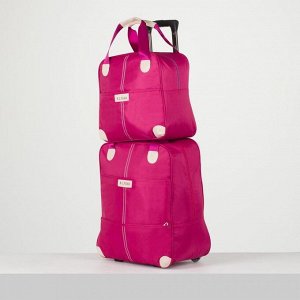 Сумка дорожная на колёсах, отдел на молнии, 2 наружных кармана, бьюти-сумка, цвет розовый