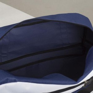 Сумка спортивная, отдел на молнии, наружный карман, длинный ремень, цвет синий/белый