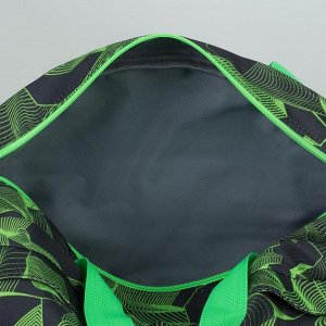 Сумка спортивная, отдел на молнии, 2 наружных кармана, длинный ремень, цвет чёрный/зелёный
