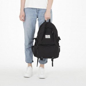 Рюкзак молодёжный, отдел на молнии, 2 наружных кармана, 2 боковых кармана, цвет чёрный
