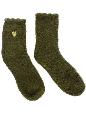 Махровые носки р.35-40 "Сердечко" Тёмно-зелёные