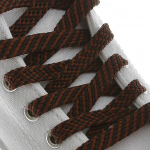 СИМА-ЛЕНД Шнурки для обуви плоские, 8 мм, 130 см, пара, цвет чёрно-коричневый