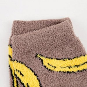 Носки женские махровые-пенка «Бананы» цвет бежевый, р-р 23-25 (р-р обуви 36-40)