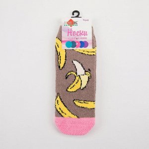 Носки женские махровые-пенка «Бананы» цвет бежевый, р-р 23-25 (р-р обуви 36-40)
