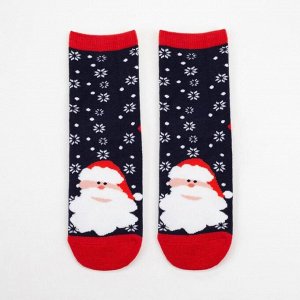 Носки женские махровые «Дед мороз» цвет синий, р-р 23-25 (р-р обуви 36-40)