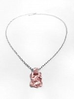 Серебряное колье с прямоугольным медальоном &quot;Folio pink&quot;, 20*14 мм, арт. 11121