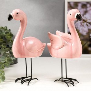 Сувенир керамика "Розовые фламинго" набор 2 шт 21,5х11,5х6,5 см