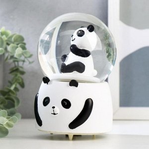 Сувенир полистоун водяной шар музыка "Панда" крутится 15х10х10 см