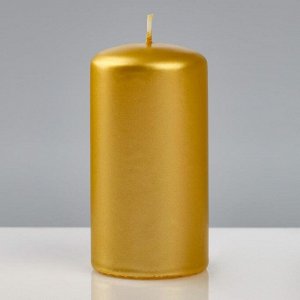 Свеча - цилиндр лакированная, 6?11,5 см, золотой металлик