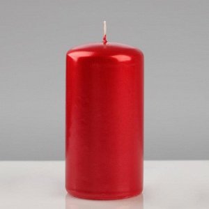 Свеча - цилиндр лакированная, "Platinum", 6?11,5 см, красный матовый металлик
