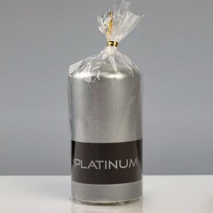 Свеча - цилиндр лакированная, "Platinum", 6?11,5 см, серебряный металлик