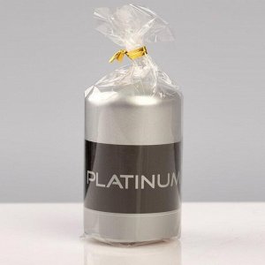 Свеча - цилиндр лакированная, "Platinum", 5?8 см, серебряный металлик