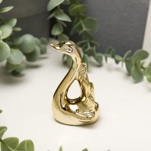 Сувенир керамика "Лебедь" золото 8х4,5х4 см