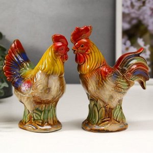 Сувенир керамика "Петух и курица" набор 2 шт 13х9,5х5,5, 14,5х12х5,3 см