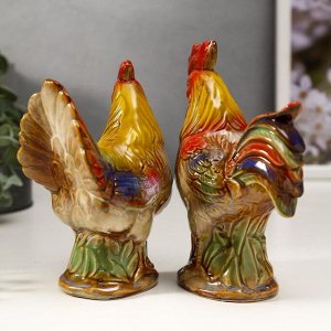 Сувенир керамика "Петух и курица" набор 2 шт 13х9,5х5,5, 14,5х12х5,3 см
