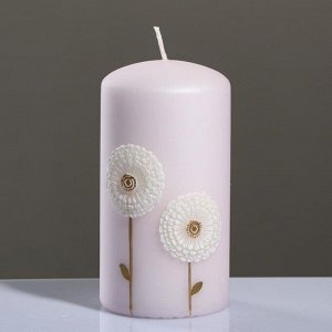 Свеча - цилиндр "Одуванчики", 7?13 см, розовый