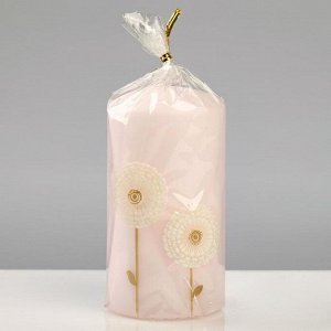 Свеча - цилиндр "Одуванчики", 7?13 см, розовый