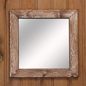 Зеркало-вешалка, 3 крючка, состаренное, 30x30см