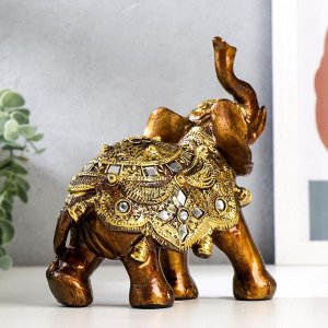 Сувенир полистоун "Слон в золотой попоне с зеркальной мозаикой"МИКС 16,5х17х8 см