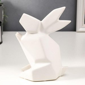 Сувенир керамика 3D "Белый заяц" 18х12.5х8.5 см