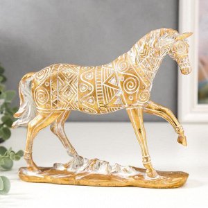 Сувенир полистоун "Конь" геометрические узоры золото 34х14х6,4 см