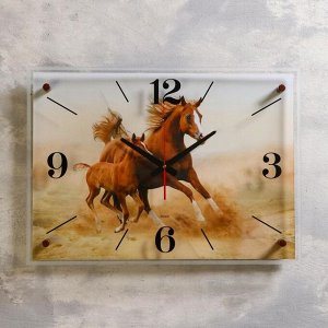 Часы настенные. серия: Животный мир. "Лошадь с жеребёнком". 40х56 см