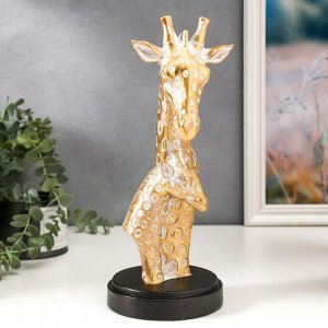 Сувенир полистоун "Бюст Жирафа и малыша" золото 31х12х22 см