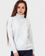 СВИТЕР С АСИММЕТРИЧНЫМ РИСУНКОМ 3661 серо-белый