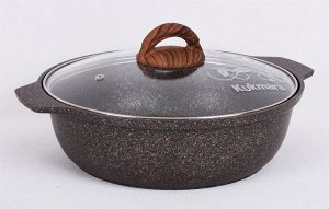 Кастрюля-жаровня антипригарная литая 3,0л стеклянная крышка Granit ultra original ТМ KUKMARA
